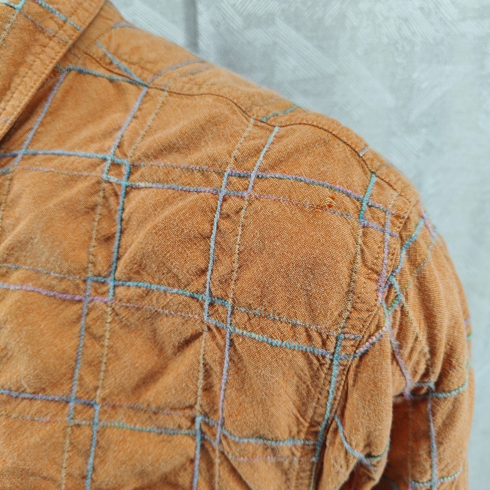 The Territory Ahead Shirt Mens XL Orange Grid Textured Cotton Rayon Long Sleeve - Picture 6 of 13